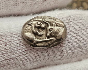 Gifted Coin Ancient Silver Double Centuries Coin of King Croesus of Lydia Collectible Coins Rare Greek Coins Collectibles Coins for Collectors