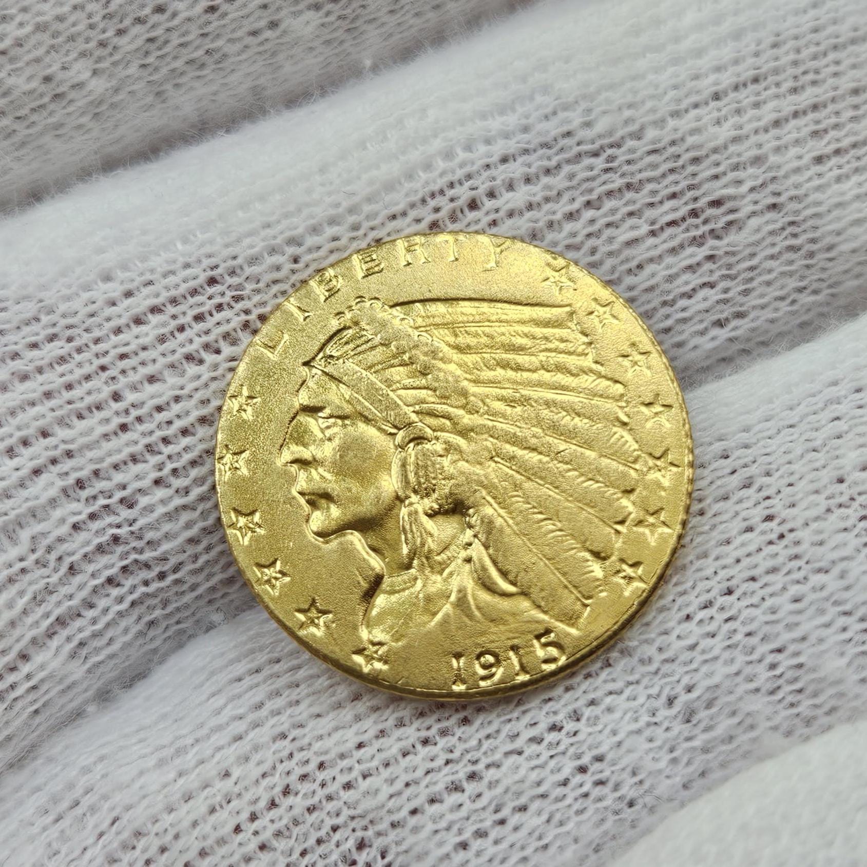 アメリカコイン 2.5ドル インディアン 1915年 イーグル金メッキ