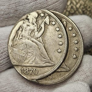 RARA Moneda USA Trade Dollar Con ERROR En Cuńo 1870 gifted coin Moneda Norte de America Moneda de plata de Coleccion Para Coleccionistas