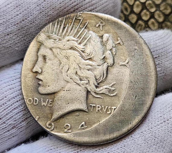希少な1924年米国ピースイーグルドル（ダイエラーあり）、銀メッキ