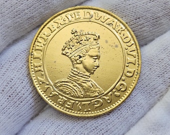 Britische Sammlermünzen Edward VI. Gold Half Sovereign. Hochwertige britische Münzen mit Goldeffekt. Münzen als Geschenk. Sammlerstücke für Sammler.