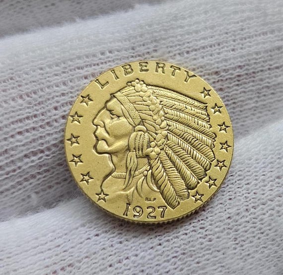 米国コイン 2.5ドル インディアン 1927年 イーグル金メッキ