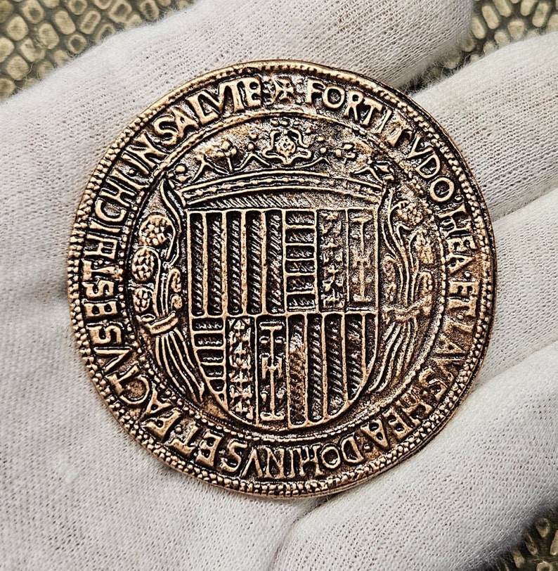 Rare Spanish Coin Great Seal King of Aragon Alfonso V the Magnanimous 1445. 15th century Medina del Campo Naples Old coins Spanish Coins image 2
