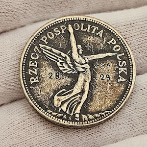 Münzgeschenk 5 Złoty 1928 polnische Münzen Seltene Proba ESSAI 28/29 Sammlerstücke Münzsammeln Begabte Münzsammler Gedenkmünze zum Sammeln