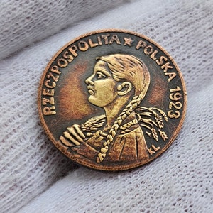 Gifted Coin Moneta Polska 50 (marek) 1923 Kobieta z kłosami Moneta Rzadka Próba bicia Polish Old Coins for Collectors Collectibles Coins