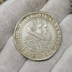 Spanish Coin Netherland Ducaton Albert et Élisabeth 1618 Rare Silver Coin Duchy of Brabant Coin Collectors Monedas Espańolas Coin Gifts