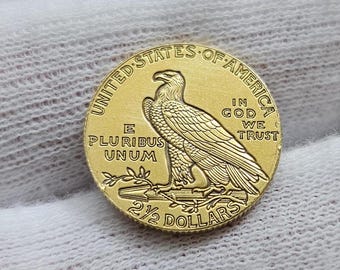 米国コイン 2.5ドル インディアン 1927年 イーグル金メッキ