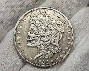 RARE 1885 USA Morgan Dollar Coin With Two Faces A Morgan Skull - Gifted Coin Collection World Coins Silver Coin Coin for Magic