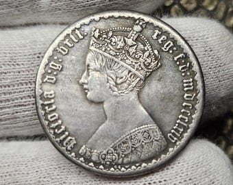 1880年 イギリス 英国 ビクトリア 女王 ゴシック フローリン 2