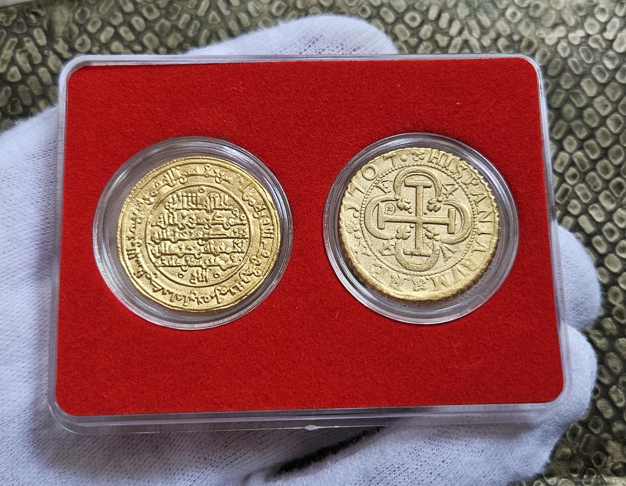 Lot Set of 2 Ancient Hispanic Coins Spanish Old Gold Coins Spanish Colonial Coins Rare Spanish Cob Coins Collectible Coins