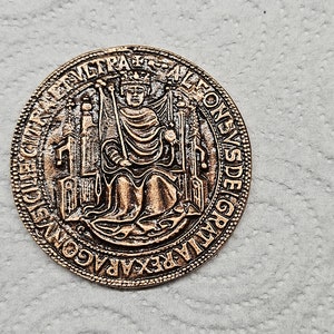 Rare Spanish Coin Great Seal King of Aragon Alfonso V the Magnanimous 1445. 15th century Medina del Campo Naples Old coins Spanish Coins image 5