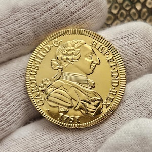 Spagna Moneta 4 Escudos 1761 Carlos III Escudo Espańol Moneda De Coleccion Moneta dotata Moneta per collezionisti Regalo per lui Vecchie monete spagnole