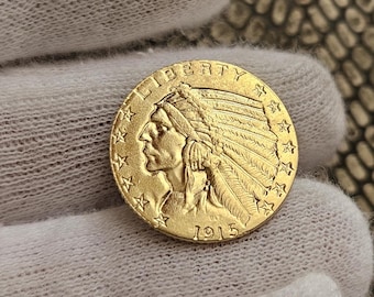 USA 5 Dollar Coin Liberty Eagle 1915 Indian Gold Coin For Coin Collector Collectible Coin For Gift For Him Beautiful Coin