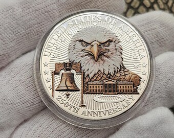 Pièce Commémorative 250e Anniversaire Des États-Unis – Aigle 1776-2026 – Cadeau Patriotique En Métal