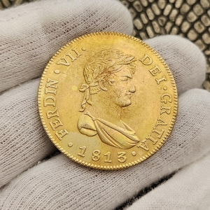 8 Reales Ferdin VII 1813 Very Beautiful Gold Coin from Spain Antique Effect Collectible Coin for Collectors Colonial Coin Gift