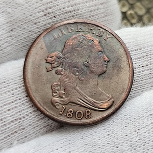 Rare Wheat Cent Usa Coin Half Cent 1808 DRAPED BUST 1/2C Commemorative Coin Usa Coins Half Cent Copper Collectibles Gifted Coin