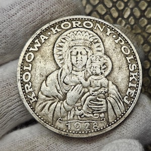 Polska Moneta 5 złoty 1928 Bardzo Rzadka Moneta Królowa Korony Polskiej Moneta Kolekcjonerska Poland Coins Old Polish Coins Gifted Coin