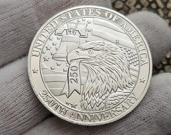 Usa Moneda de colección del 250 aniversario chapada en plata 1776-2026 Moneda de recuerdo de águila americana y campana