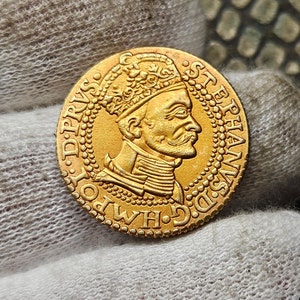 Rare Polish Old Coin Dukat Gdański Stefan Batory 1584 Collectibles Commemorative Coin Gold Coins for Collectors Gift For Father Wheat Penny
