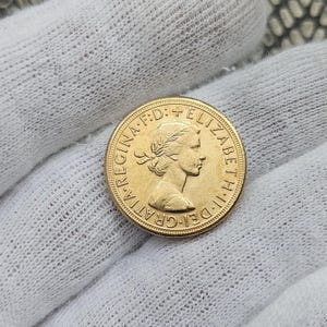 Great Britain Coins 1 Sovereign 1963 Elizabeth II British Commemorative Coins Gifted Coin Collection Coin Gift British Coin Gold Effect