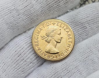 Moneta della Gran Bretagna 1 Sovrana 1963 Elisabetta II Commemorativa Britannica / Placcata in Oro