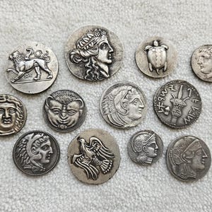 Lot of 12 Ancient Greek Coins, Very Rare Greek Drachmas, Collectible Coins, Ideal for Collectors, Collectibles, Coins, Gifts