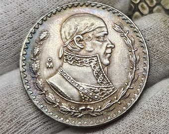 Moneta da 1 peso messicano, moneta degli Stati Uniti del Messico, placcata in argento, moneta da collezione, moneta da regalo