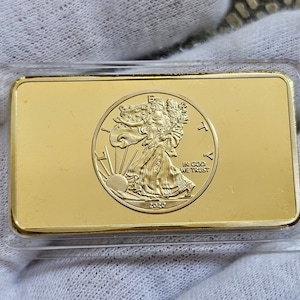 Gold Bar High Quality 1 Troy Ounce Usa Collectibles Gift for Him Unique Gifted Gold plated Bar Commemorative Replik to Collect Gifted Coins