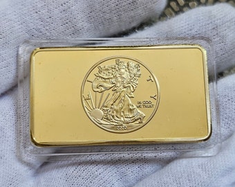 Gold Bar High Quality 1 Troy Ounce Usa Collectibles Gift for Him Unique Gifted Gold plated Bar Commemorative Replica to Collect Gifted Coins