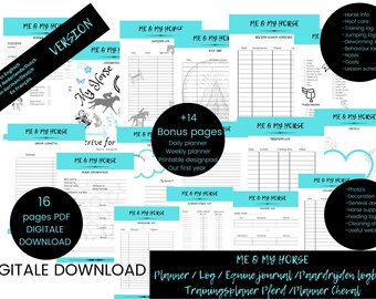 Equestrian Journal Black and White Planner Horse training Horse Planner Show checklist Printable Download planner