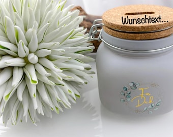 Money jar/piggy bank, personalized with your desired text, money box with lock, wish fulfiller, various sayings, birthday