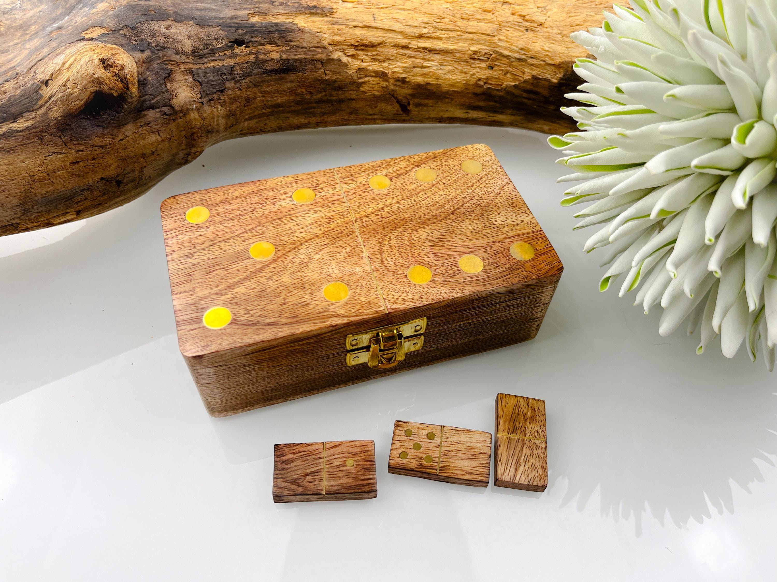 High-quality Domino Box With Dominoes Mango Wood Brass Fittings Game ...