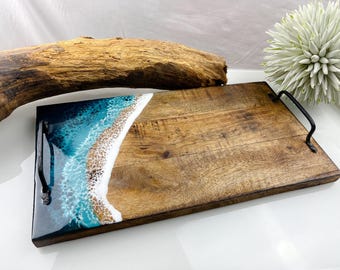 Vassoio Decorativo In Legno Di Mango - 58x20 Cm, Bordo Alto, Per Composizioni Natalizie E Centrotavola