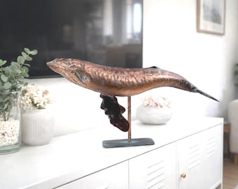 Vintage Brass and Silver Fish Sculpture, Vtg Silver Metal and