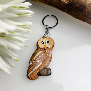 Kauz Waldkauz Steinkauz Schlüsselanhänger Holz Handarbeit Eule Katze Fisch Delfin Rochen Anhänger Holzfigur