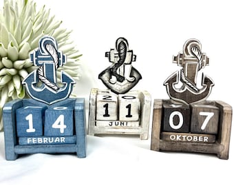 Anker Calendar, Wooden, Shabby Chic Look, Sustainable, Available in 3 Colors, Perpetual Calendar, Cube Calendar, Wooden Calendar, Desk Calendar