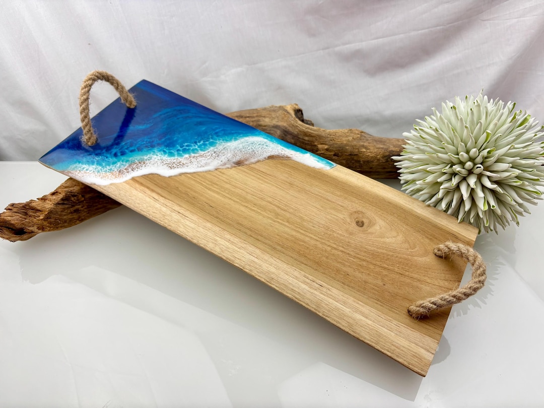 Resin Tray With Rope Handles/ Mango Wood/ Unique / Laser / Beach, Sea ...