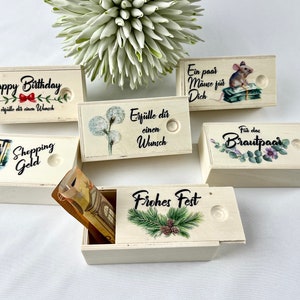 Cash gift, wooden box, wooden casket, gift box, wedding, gift idea voucher, birthday, luck, thank you, financial injection, first million
