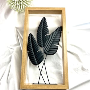 Mural leaves grasses wood metal decoration picture with hanging