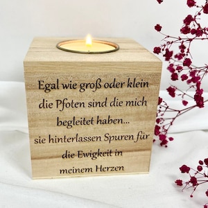 Wooden memorial candle for pets/mourning candle/mourning light/memorial light/wooden cube/unique/firewood/mourning/cat/dog
