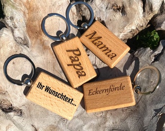 Schlüsselanhänger Holz mit Wunschtext, personalisierbar