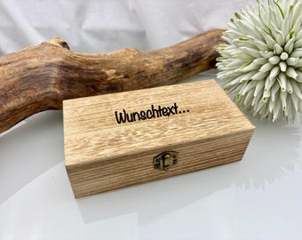 Wooden box, storage box with wood wool, wooden box, jewelry box, jewelry case, wooden casket, gift box, personalized text, personalized engraving