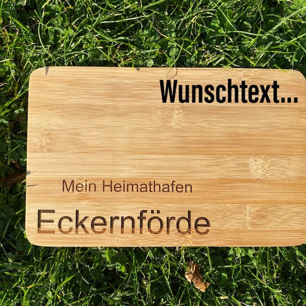 Heimathafen Eckernförde Ontbijtplank / Snijplankhout, met gewenste tekst / Brandhout / met gravure / Laser / JCFirewood / Bamboe