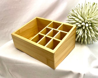 Desk organizer bamboo wood unique, pen container, filing system, letter storage, document storage, notepad office