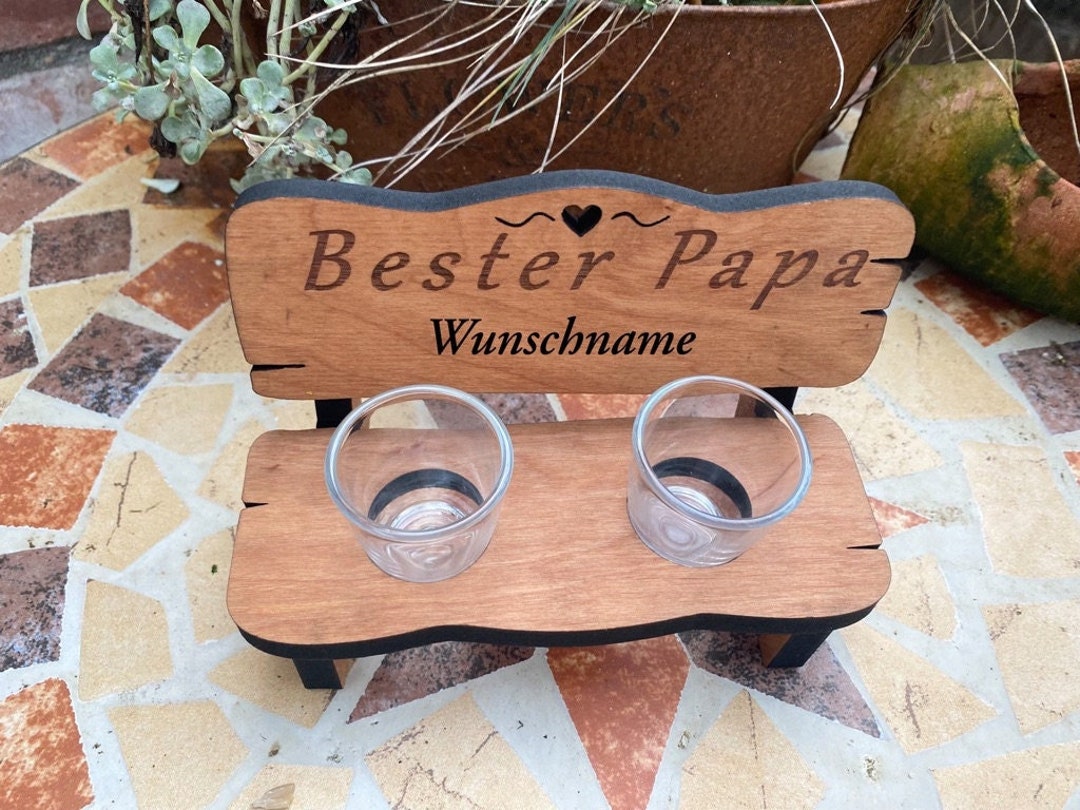 HENGBIRD PREMIUM QUALITÄT 100% EMOTIONAL Panca a grappa con incisione Panca a grappa per i genitori Bar con 2 bicchieri Regali per i nonni Panca da pausa per nonna e nonno