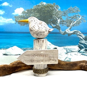 Large Moin Seagull on Dalbe, bollard, sandpiper, seagulls, garden decoration, decoration, wooden seagull,