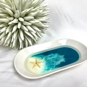 Resin Soap Bowl Jewelry Shelf Beach, Sea, Waves, Epoxy, Epoxy, Epoxy, Flotsam, Soap, Bowl, Plate