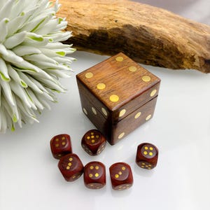 Noble dice box with 6 dice made of wood with brass fittings Mango wood very high quality brass dice game wooden dice large dice
