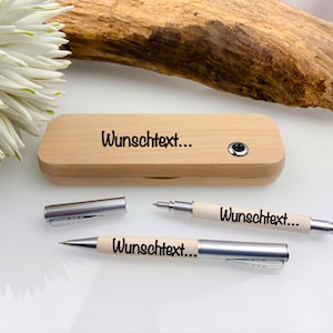 Writing case personalized 1 ballpoint pen and 1 fineliner beech wood unique case with two pens wooden case wooden box twist ballpoint pen office