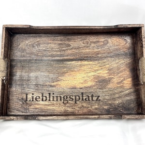 Vintage-Tablett/ Serviertablett Lieblingsplatz / Anker / Unikat / Feuerholz / mit Gravur / Laser / Frühstückstablett / personalisierbar Motiv wie abgebildet